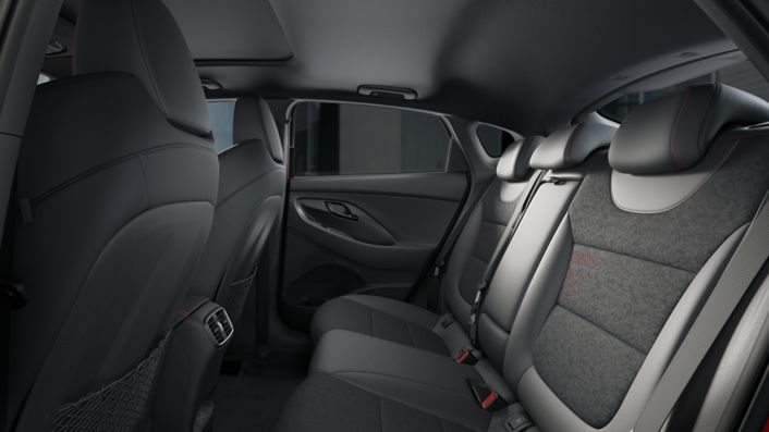 The back seats of a car
Description automatically generated